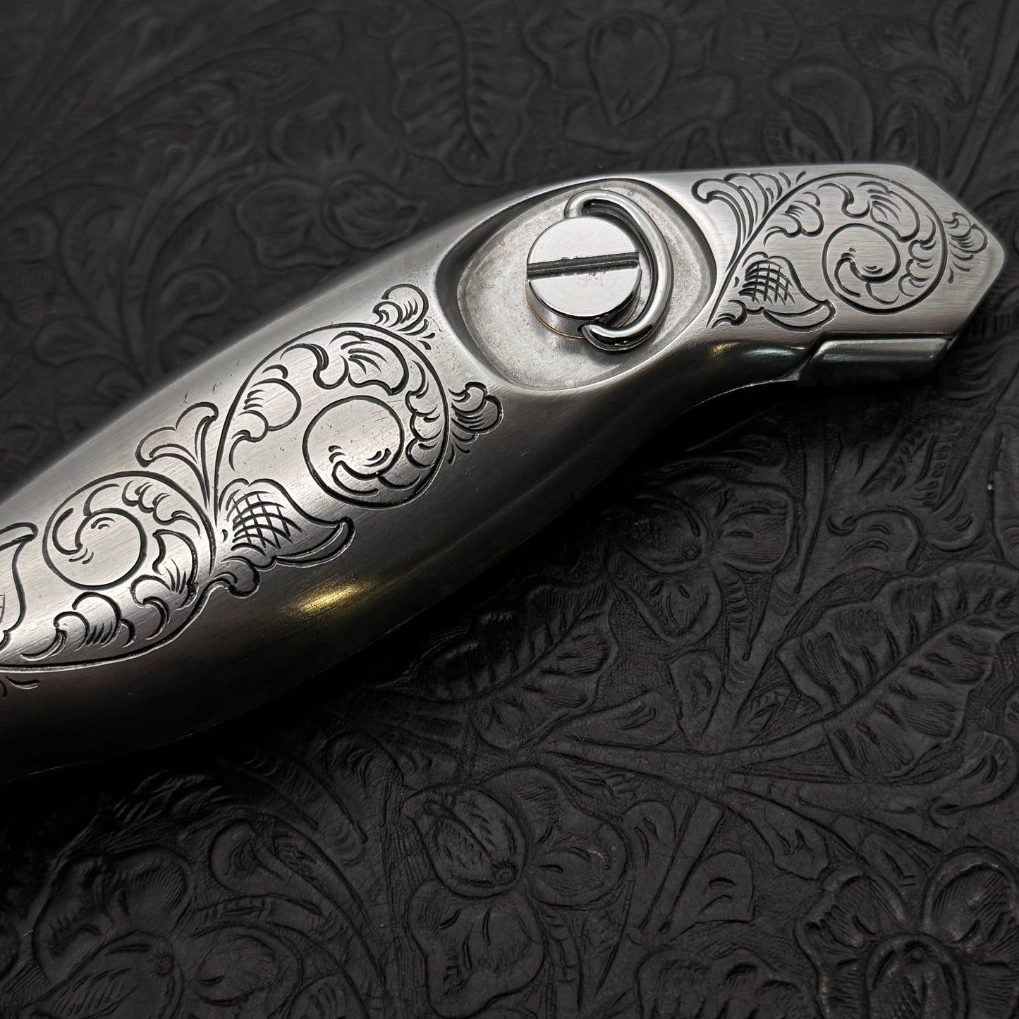 Hand Engraved Crain Hook Handle Carpet Knife