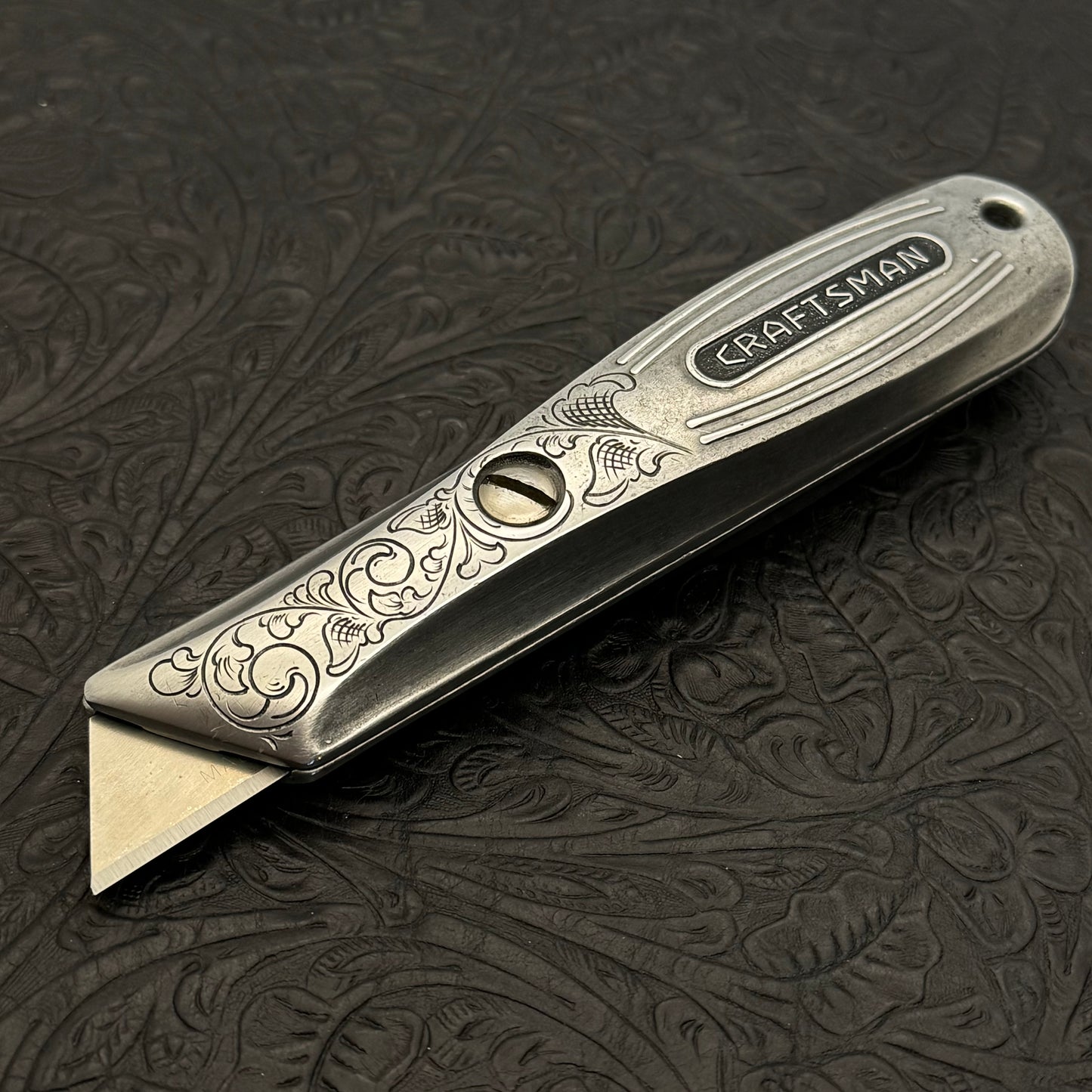 Hand Engraved Craftsman (fixed blade) Utility Knife
