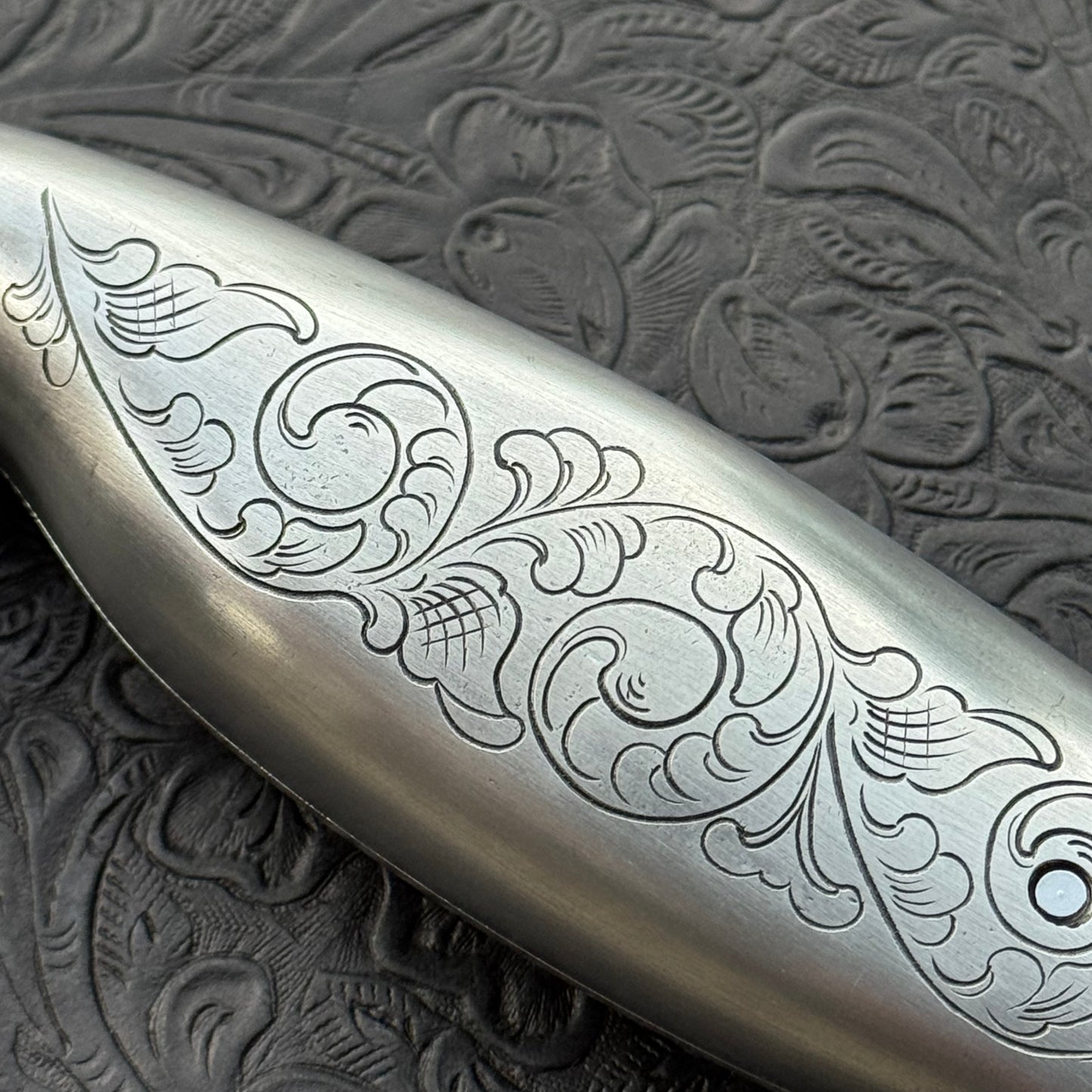 Hand Engraved Crain Hook Handle Utility Knife
