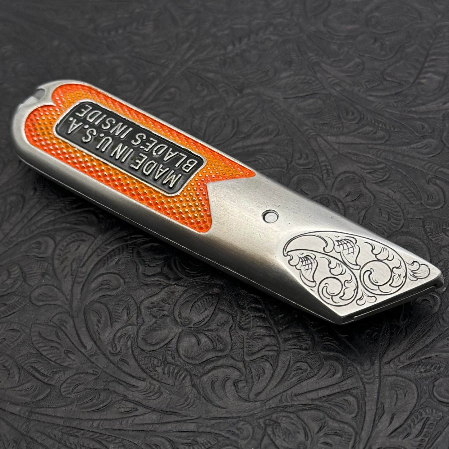 Hand Engraved Crain (fixed blade) Utility Knife
