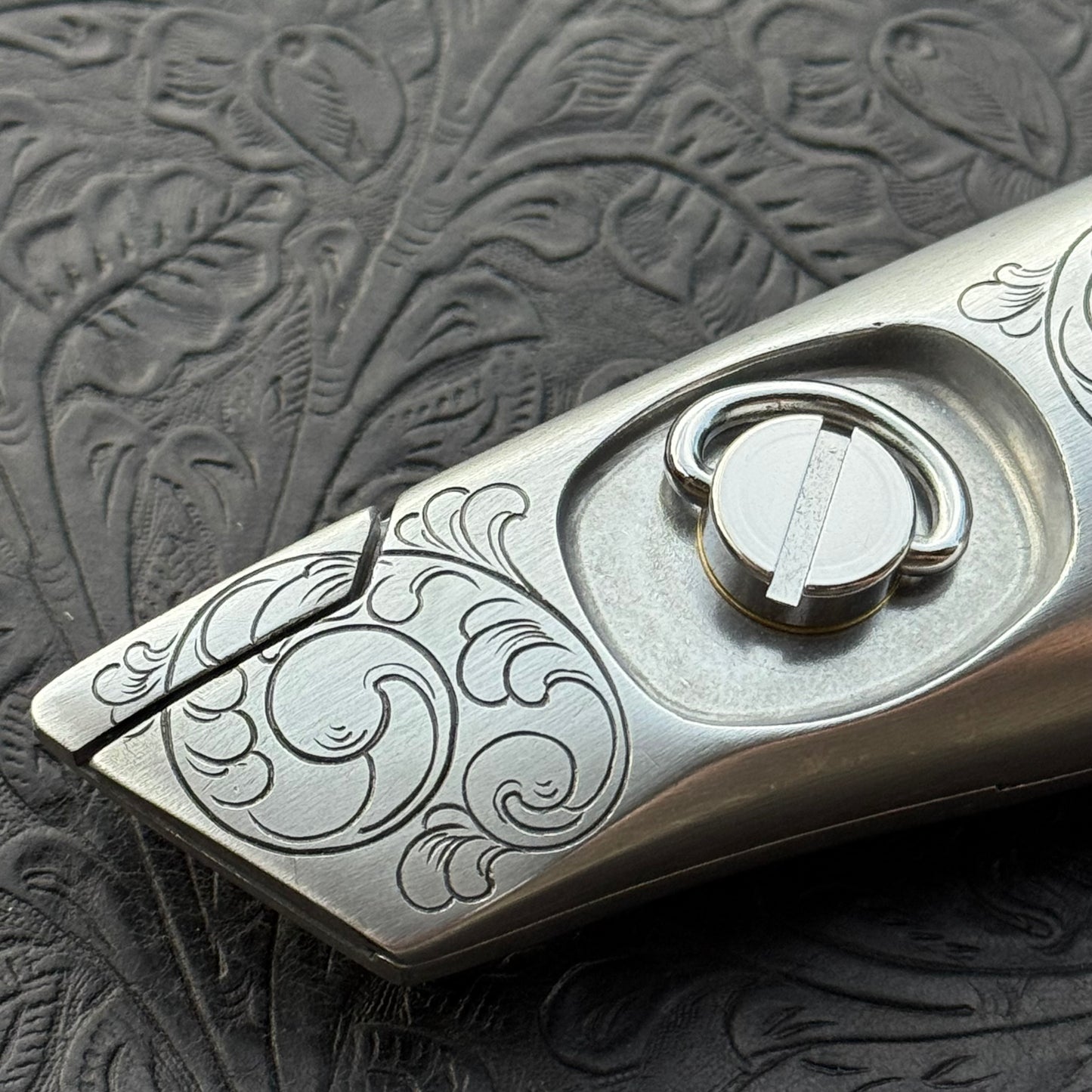 Hand Engraved Crain Hook Handle Utility Knife