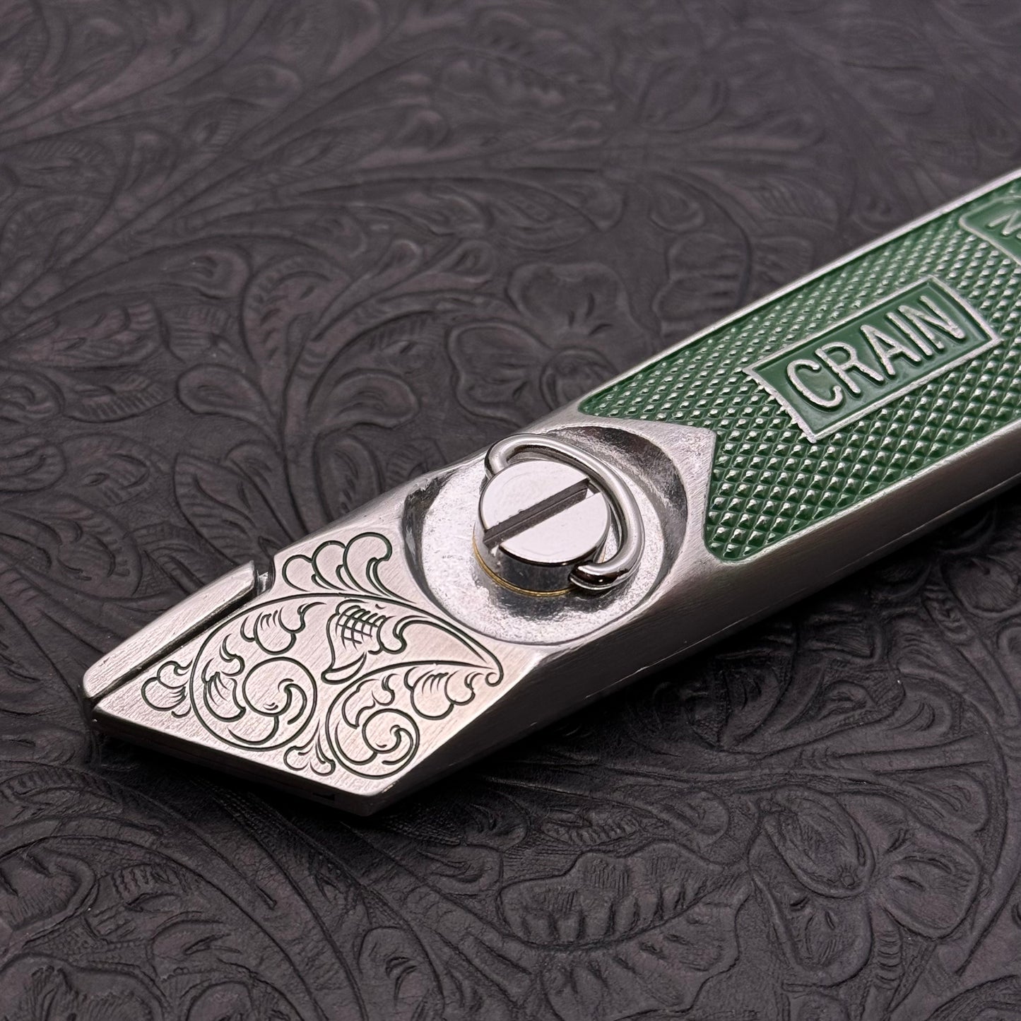 Hand Engraved Crain (fixed blade) Utility Knife