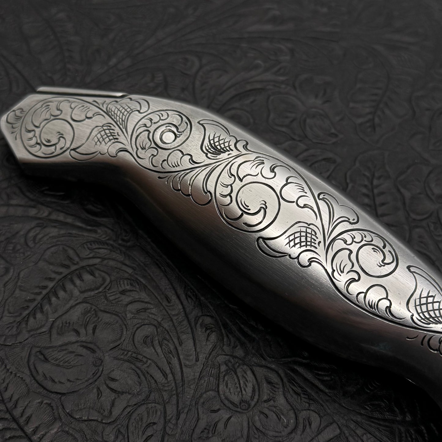 Hand Engraved Crain Hook Handle Carpet Knife