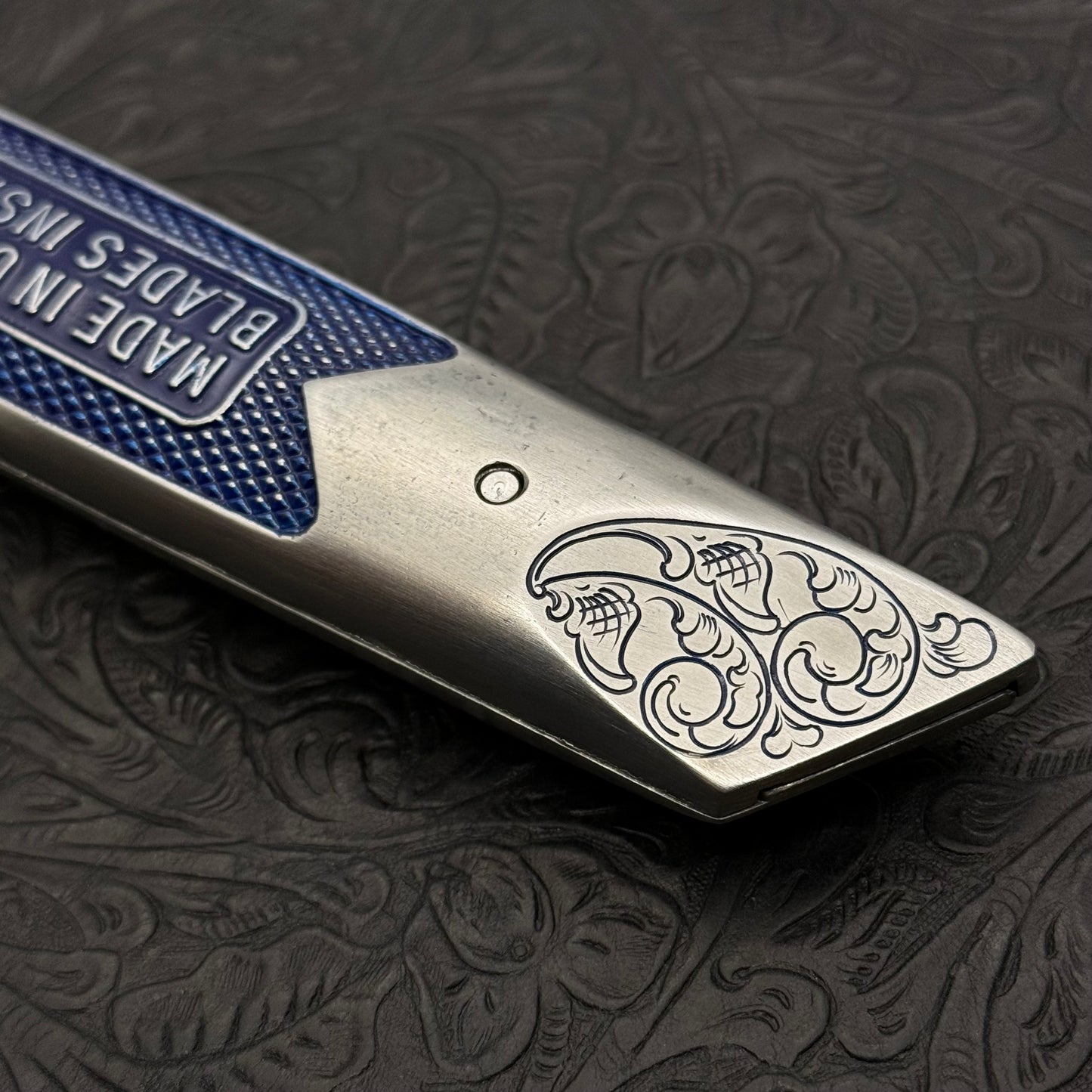 Hand Engraved Crain (fixed blade) Utility Knife