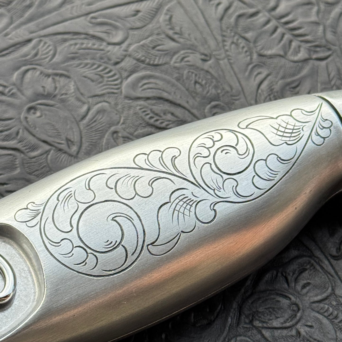 Hand Engraved Crain Hook Handle Utility Knife