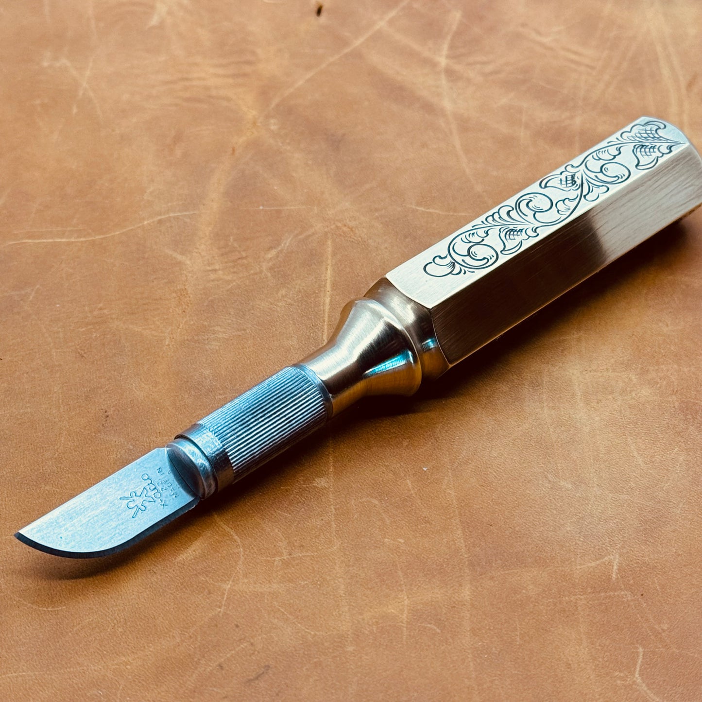 Hand Engraved Brass Hobby Knife