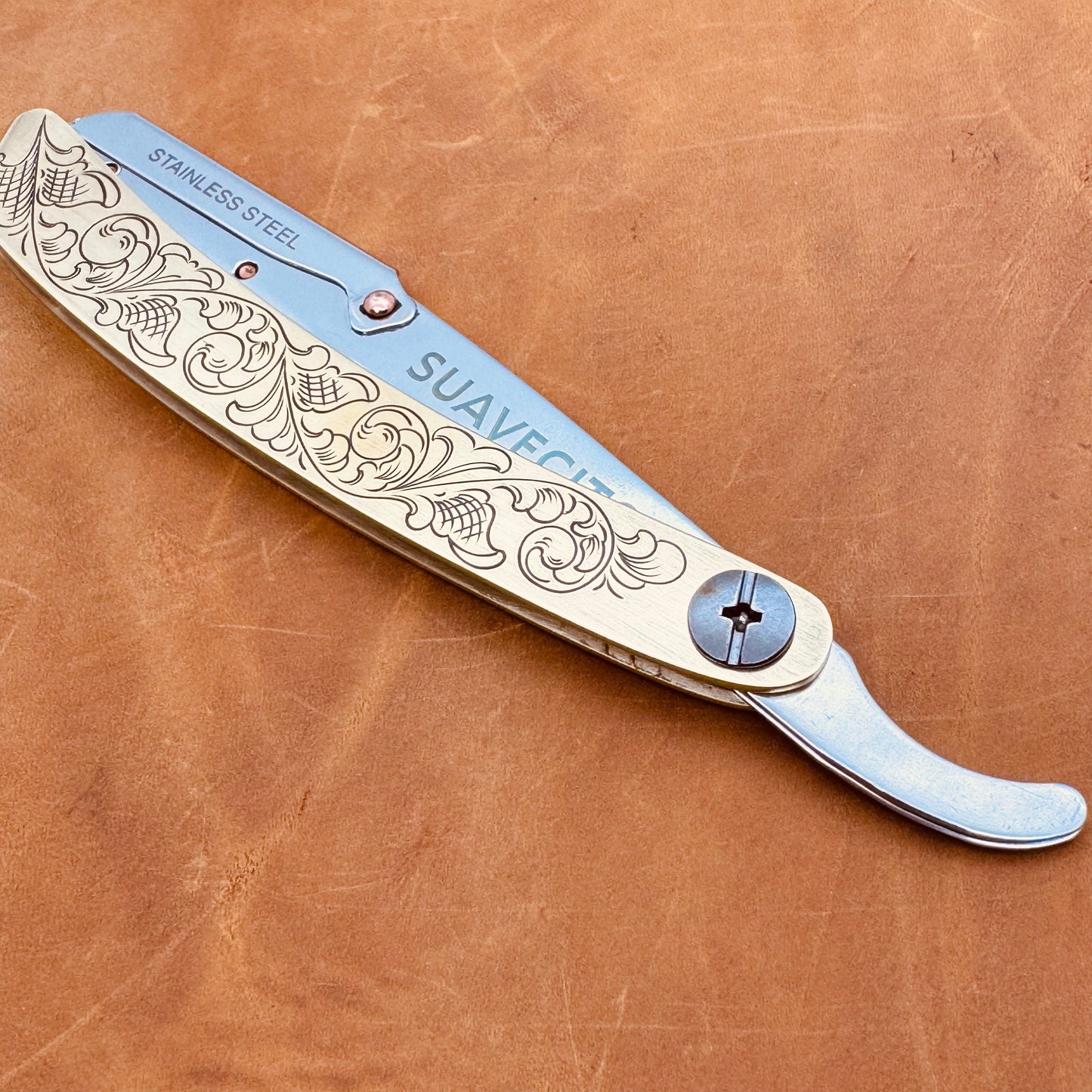 Hand Engraved Shavette Straight Razor