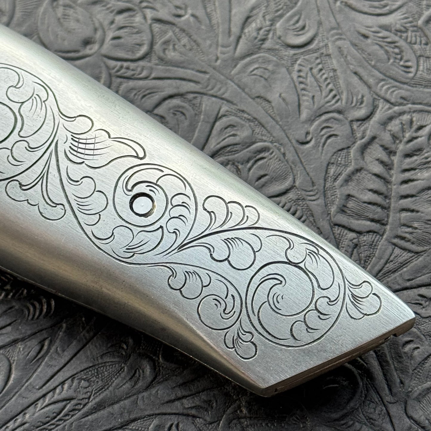 Hand Engraved Crain Hook Handle Utility Knife