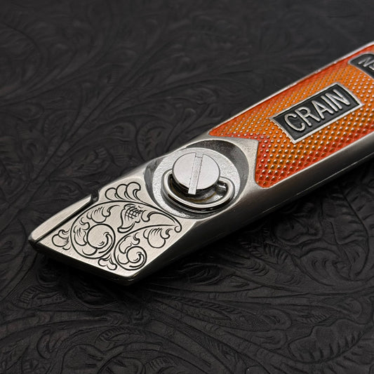 Hand Engraved Crain (fixed blade) Utility Knife