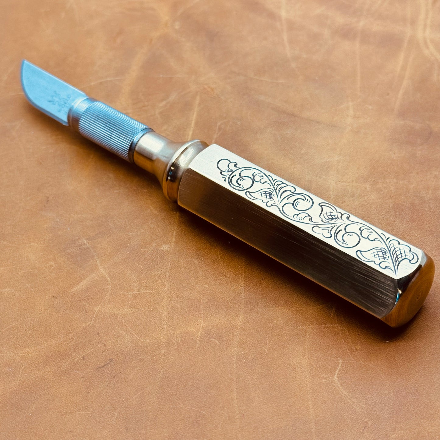 Hand Engraved Brass Hobby Knife