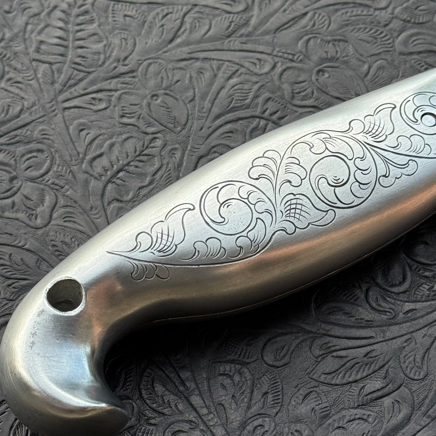 Hand Engraved Crain Hook Handle Utility Knife