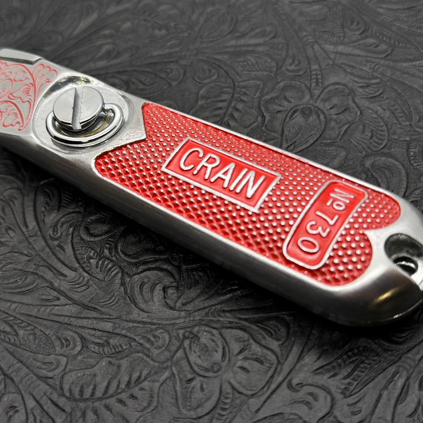 Hand Engraved Crain (fixed blade) Utility Knife