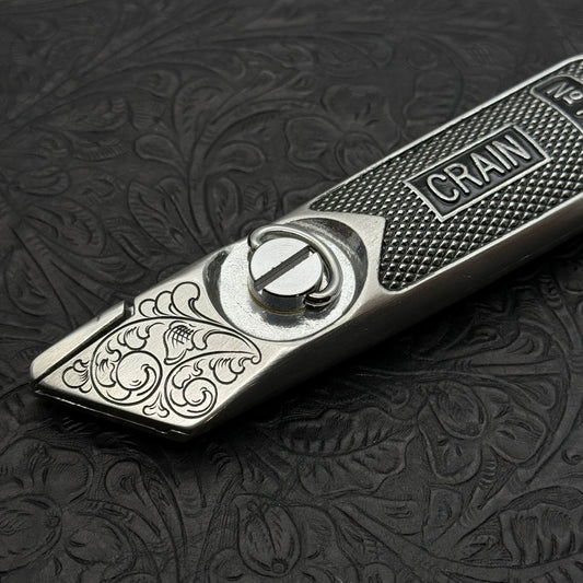 Hand Engraved Crain (fixed blade) Utility Knife