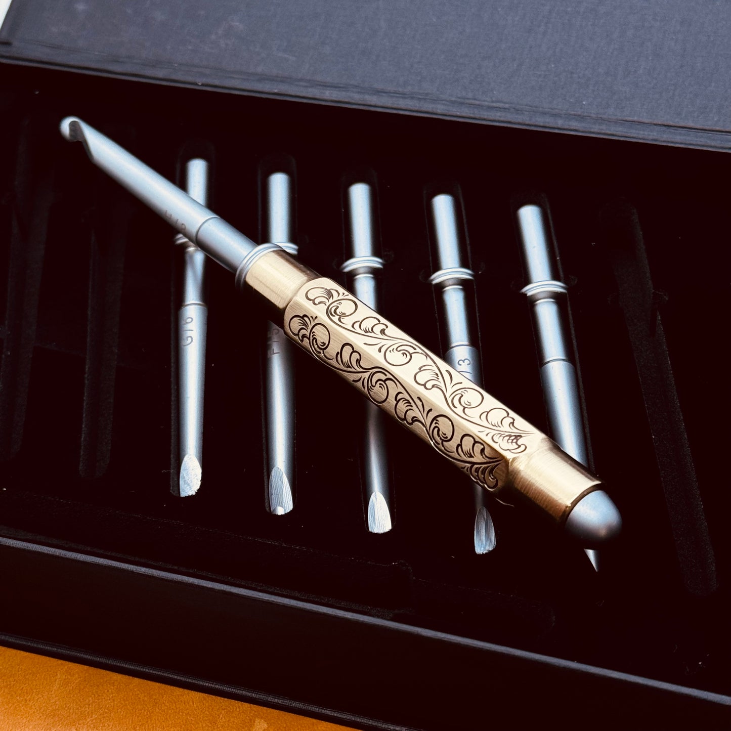 Hand Engraved Crochet Needle Kit