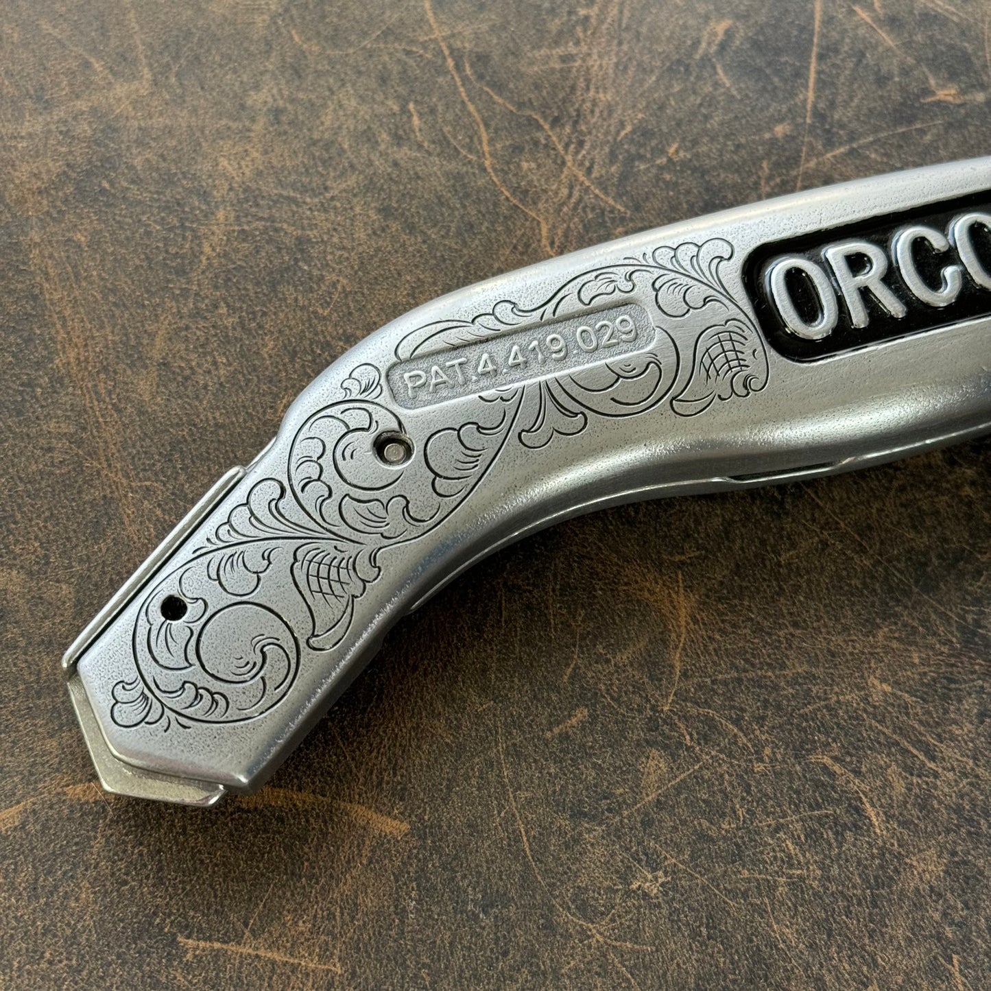 Hand Engraved Orcon Carpet Knife