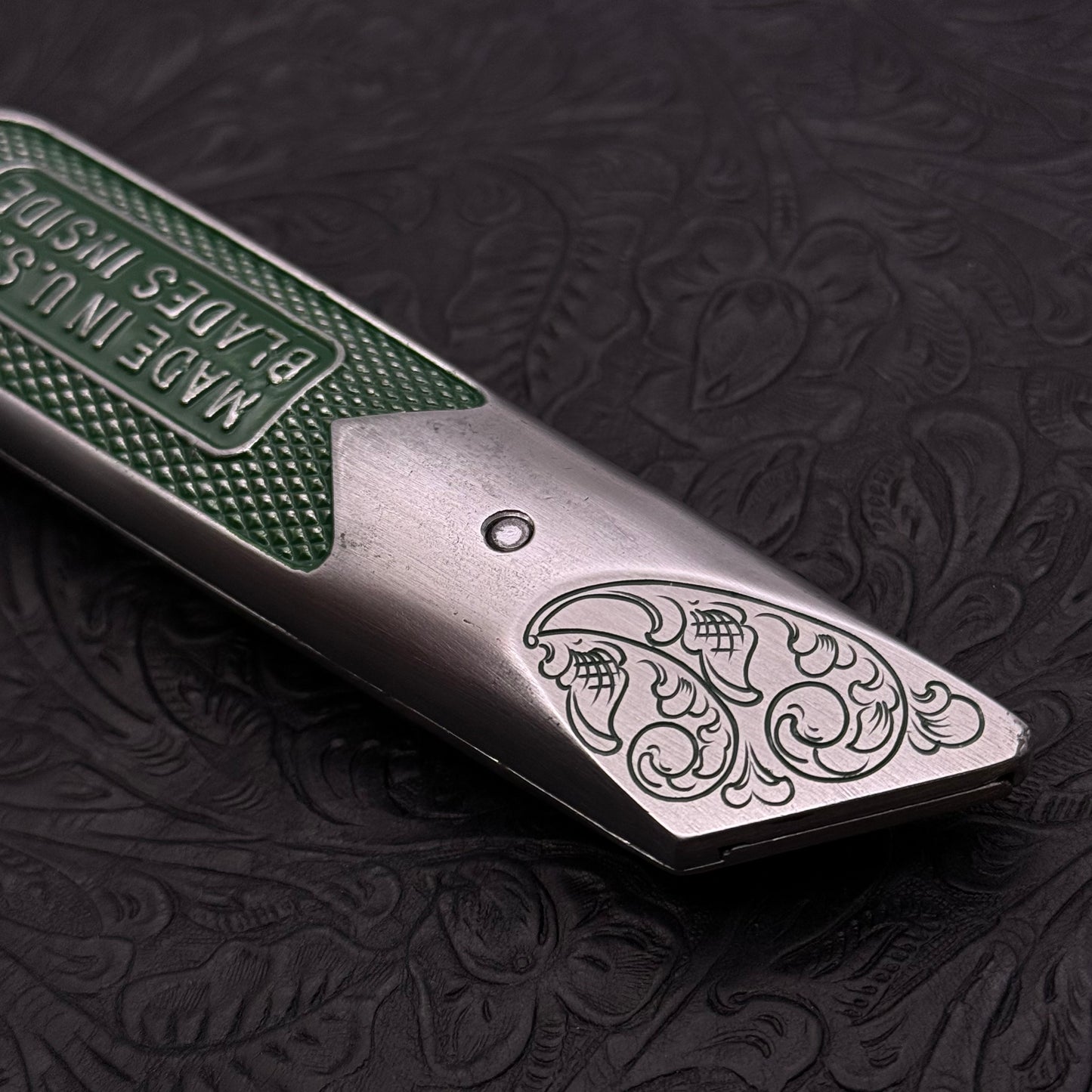 Hand Engraved Crain (fixed blade) Utility Knife