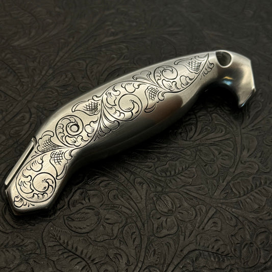 Hand Engraved Crain Hook Handle Carpet Knife