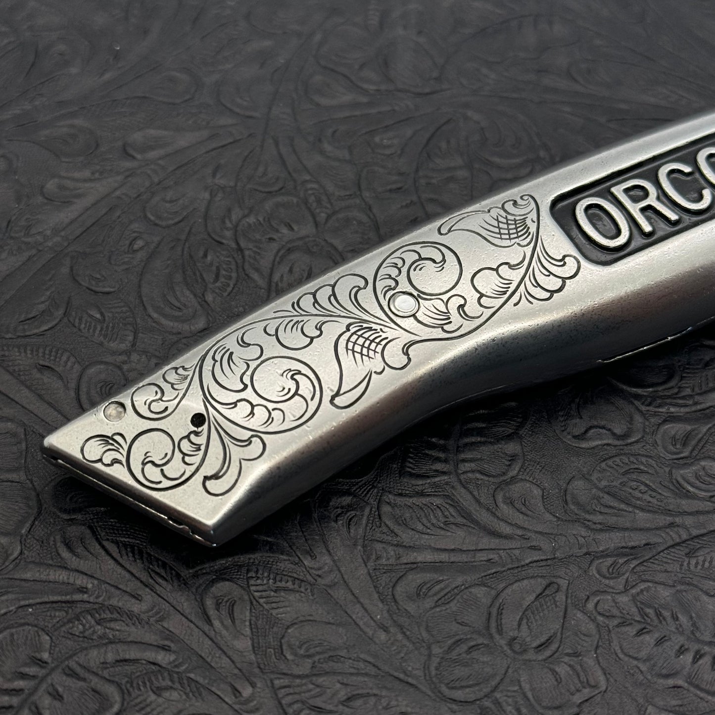 Hand Engraved Orcon (fixed blade) Utility Knife
