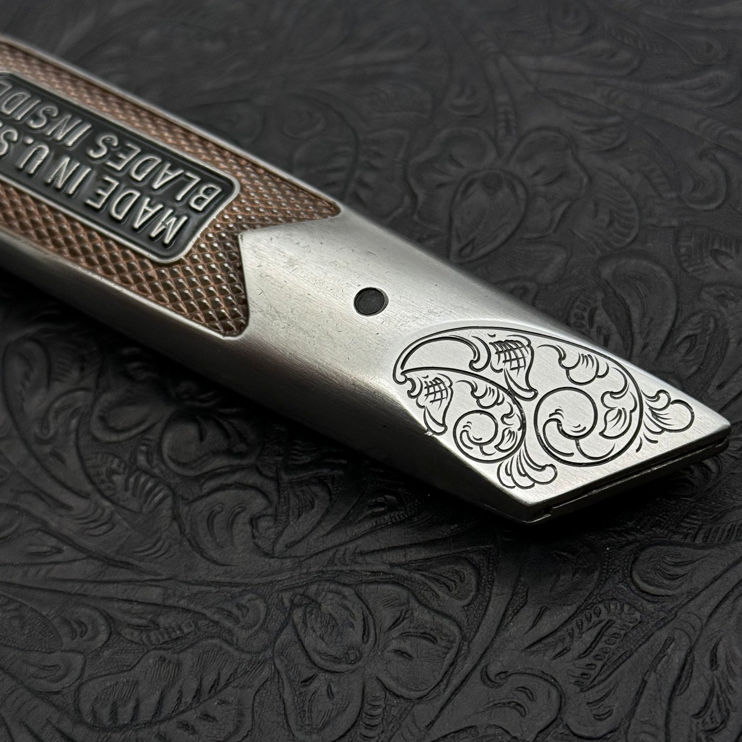 Hand Engraved GOLDBLATT (fixed blade) Utility Knife