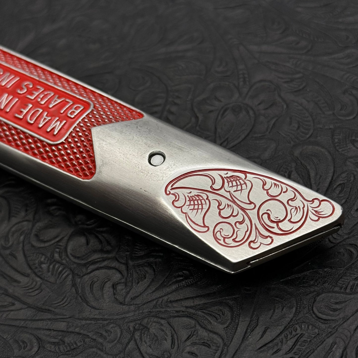Hand Engraved Crain (fixed blade) Utility Knife