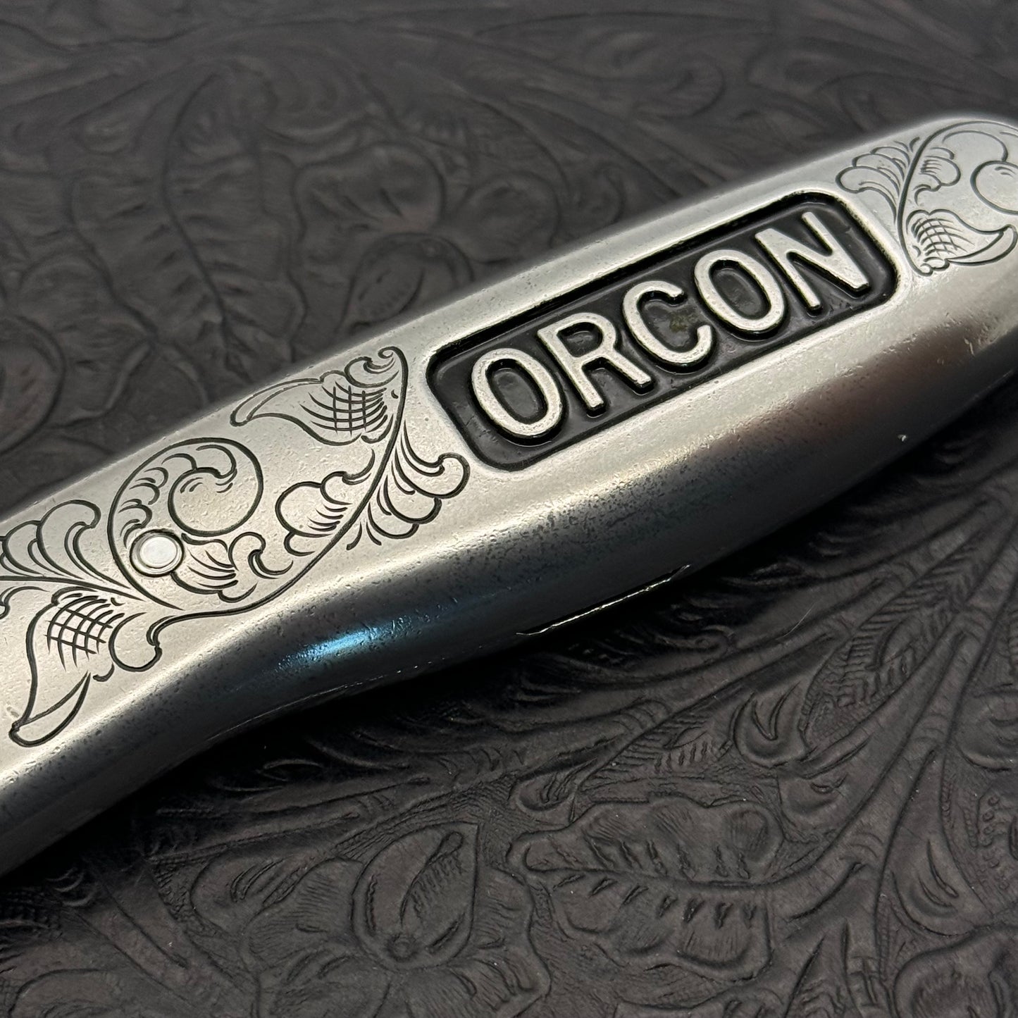 Hand Engraved Orcon (fixed blade) Utility Knife