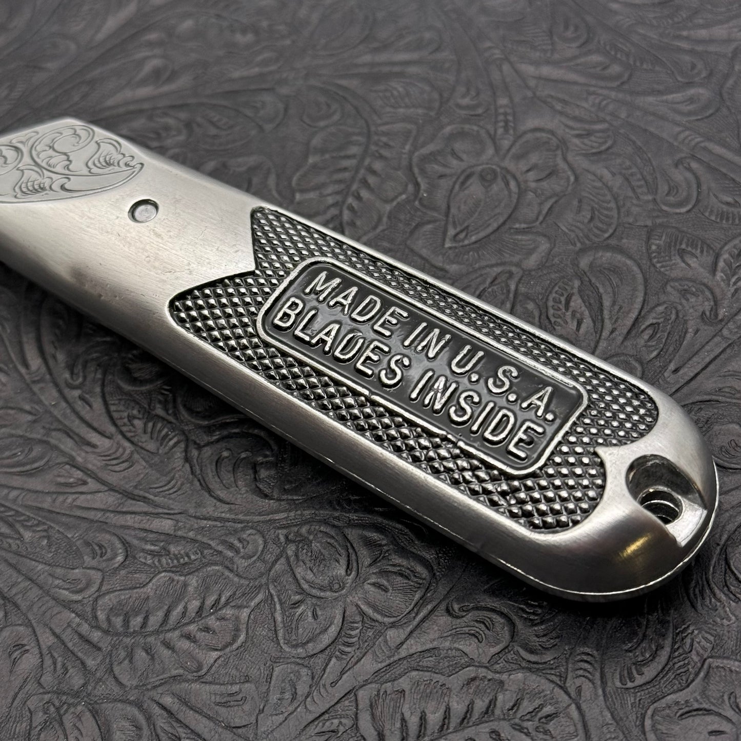Hand Engraved Crain (fixed blade) Utility Knife