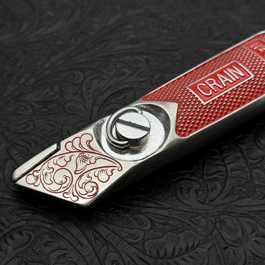 Hand Engraved Crain (fixed blade) Utility Knife