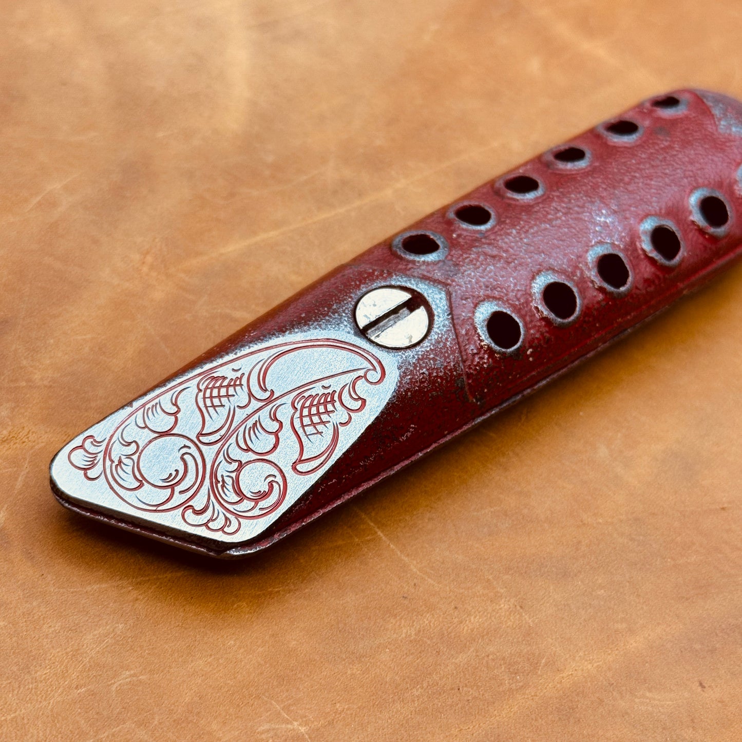 Hand Engraved Cast Iron (fixed blade) Utility Knife