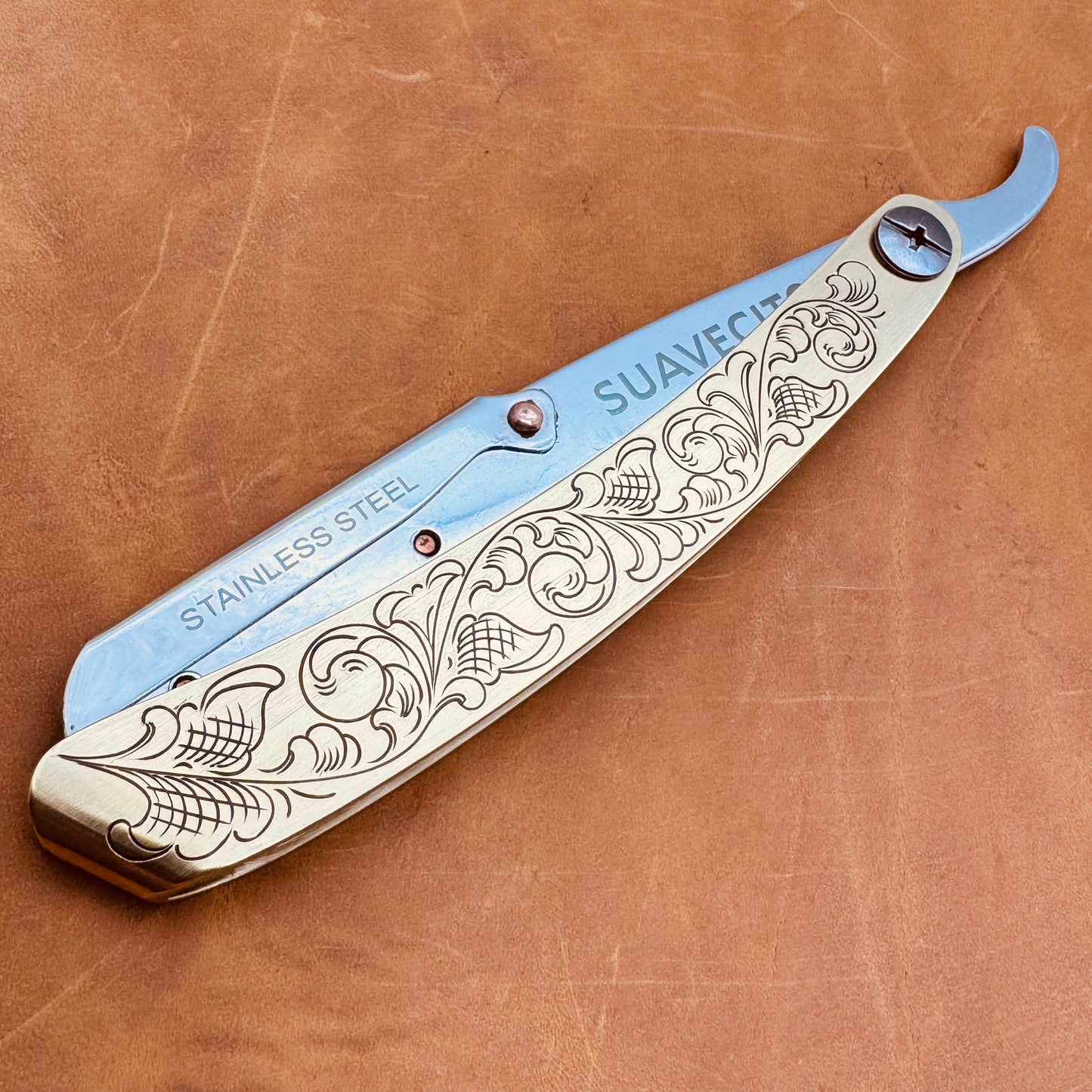 Hand Engraved Shavette Straight Razor