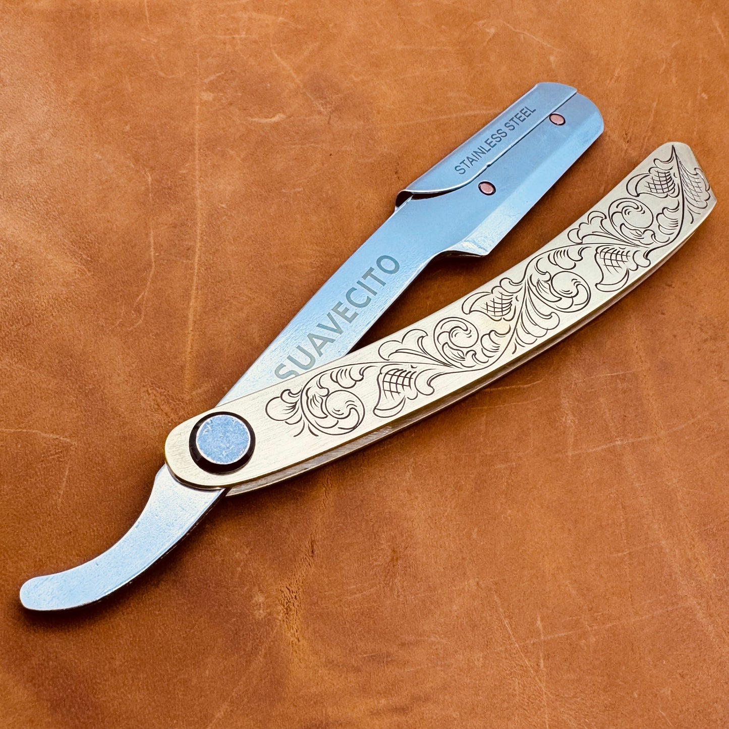 Hand Engraved Shavette Straight Razor