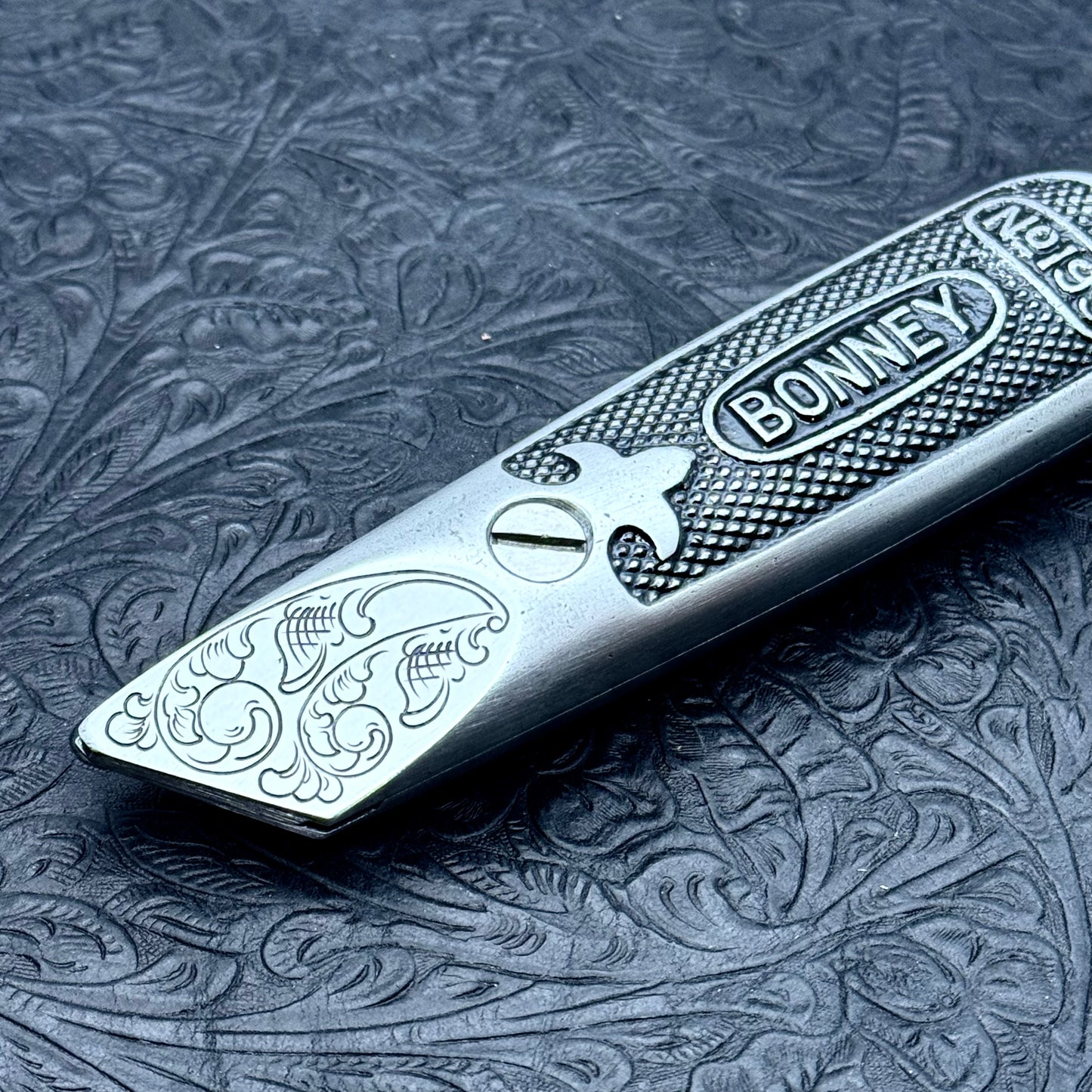 Hand Engraved Bonney (fixed blade) Utility Knife