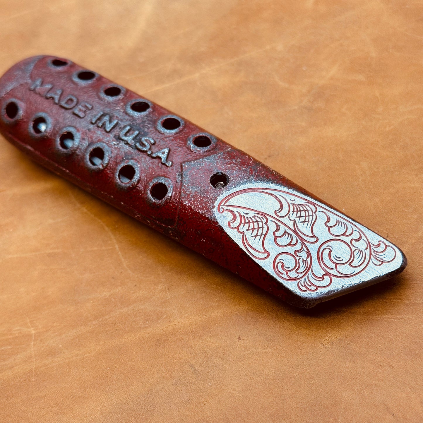 Hand Engraved Cast Iron (fixed blade) Utility Knife