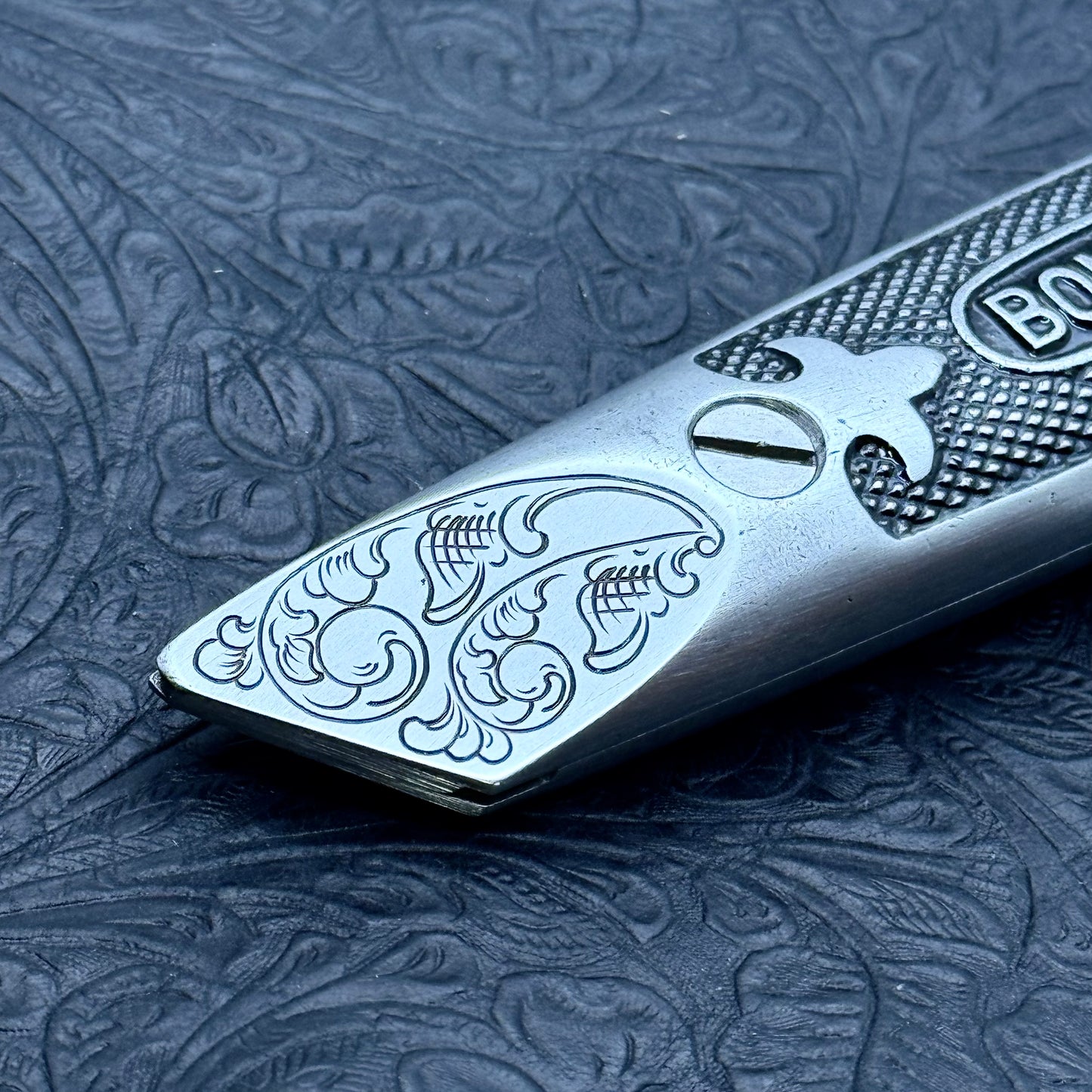 Hand Engraved Bonney (fixed blade) Utility Knife