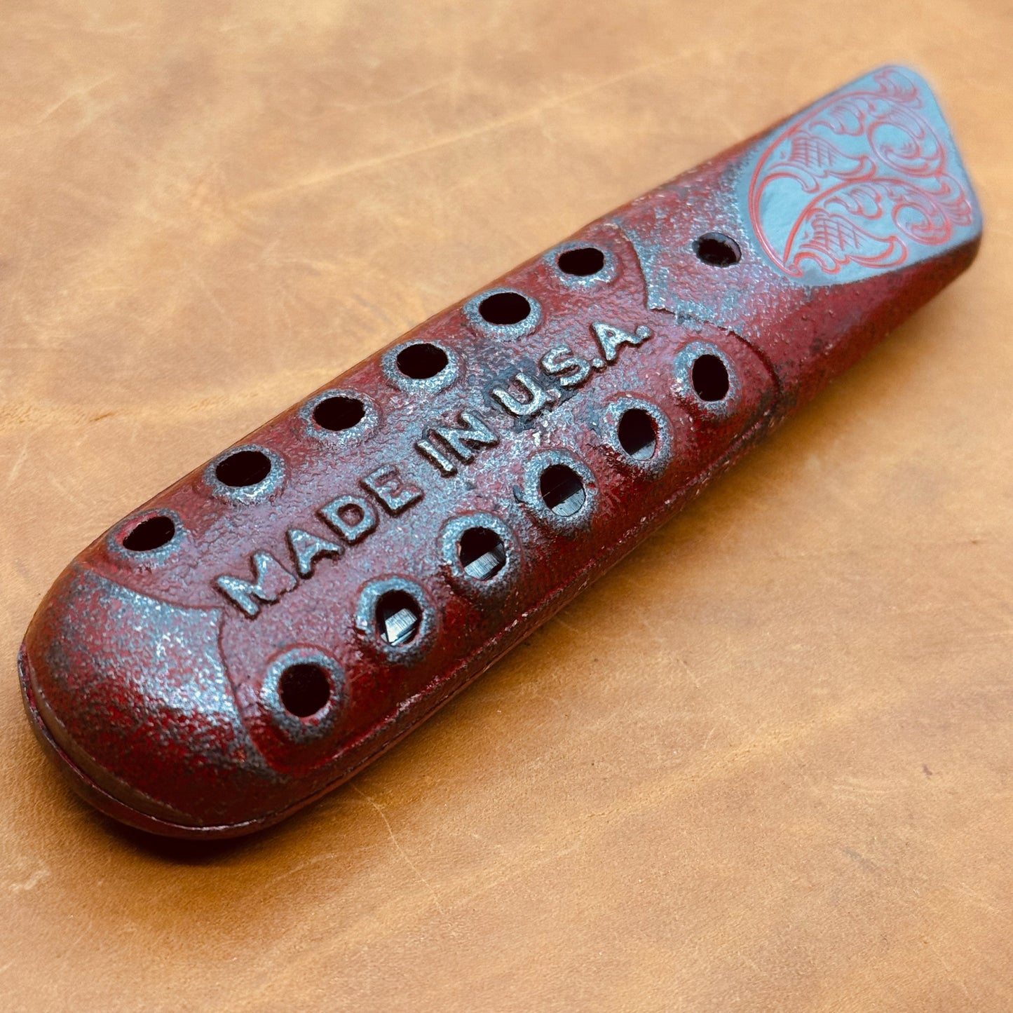 Hand Engraved Cast Iron (fixed blade) Utility Knife