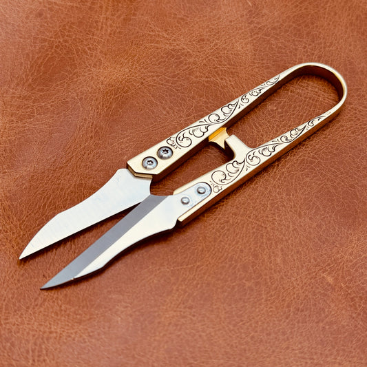 Hand Engraved Brass Thread Snips