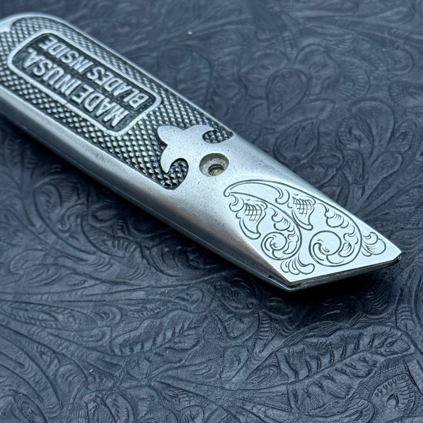 Hand Engraved Bonney (fixed blade) Utility Knife