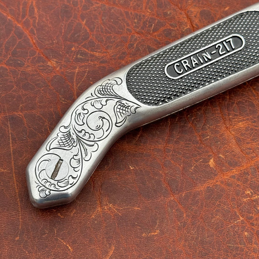 Hand Engraved Crain Carpet Knife