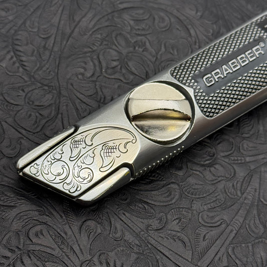 Hand Engraved Grabber (fixed blade) Utility Knife